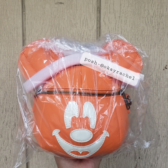 Disney Loungefly Mickey O Lantern Pumpkin Purse Crossbody Mickey Mouse Face - Picture 2 of 5